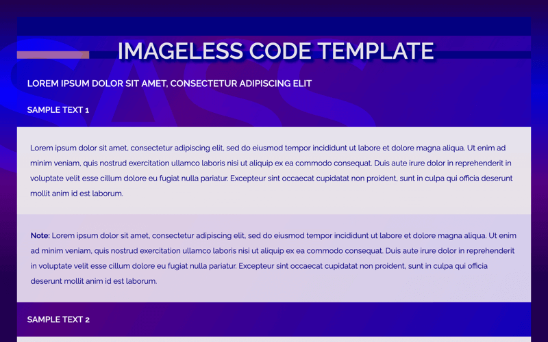 Imageless SASS Template