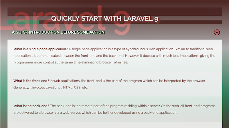 Quickly Start with Laravel 9